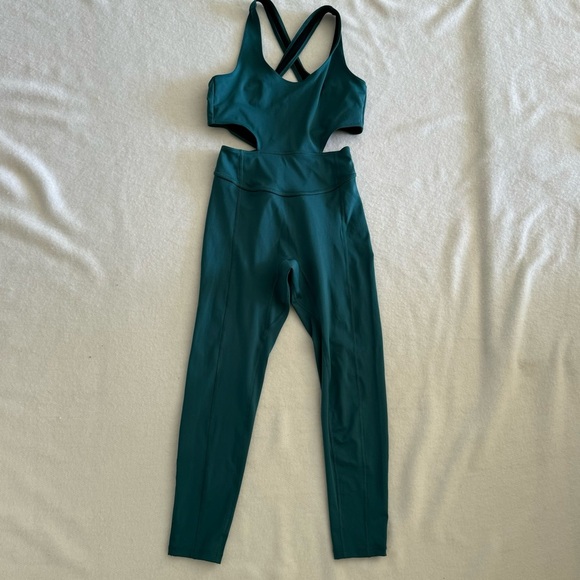 Free People Movement Back It Up One-piece Jumpsuit Pacific Green Size S - Picture 5 of 9
